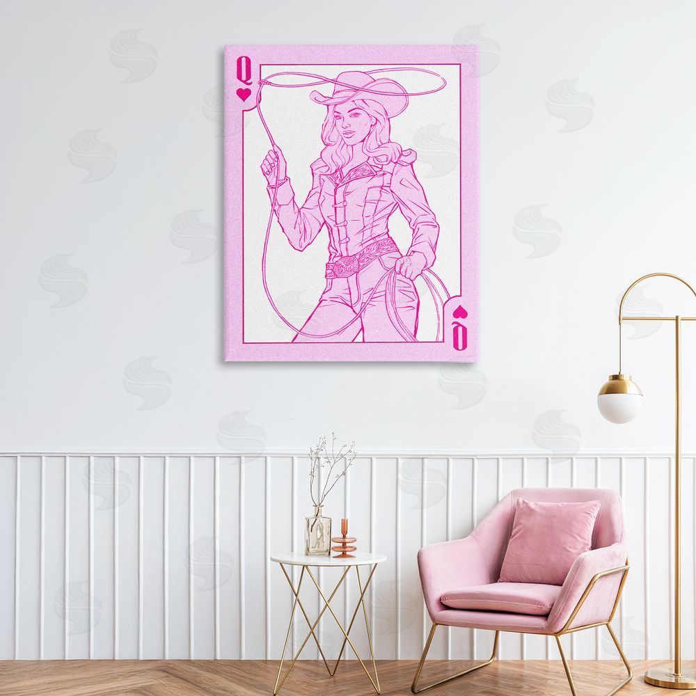 Ziwei Li Cowgirl Queen of Hearts Stretched Canvas Wall Art in Room