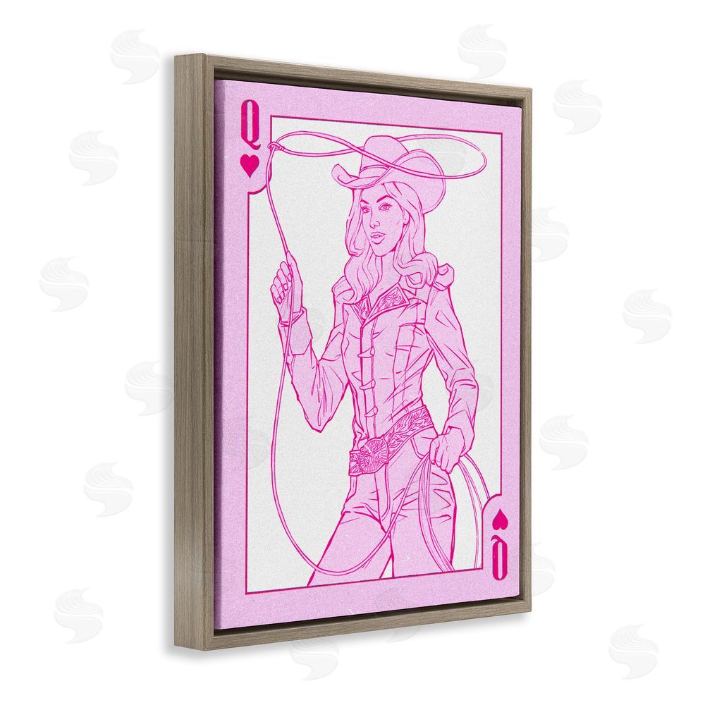 Ziwei Li Cowgirl Queen of Hearts Brown Floating Frame Canvas Wall Art Print