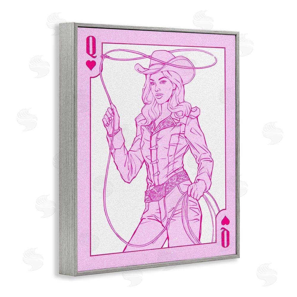 Ziwei Li Cowgirl Queen of Hearts Gray Framed Giclee Wall Art Print