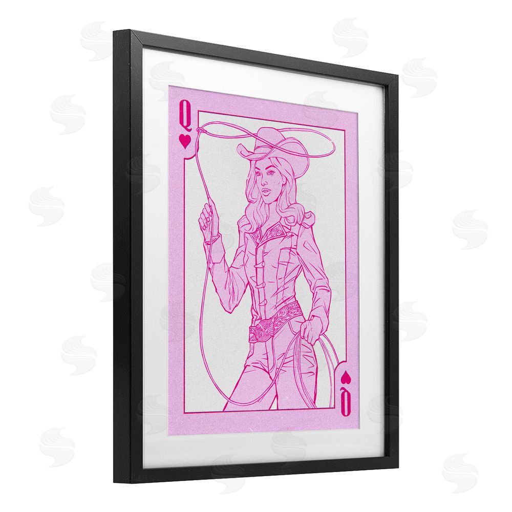 Ziwei Li Cowgirl Queen of Hearts Black Framed Print Under Glass Wall Art