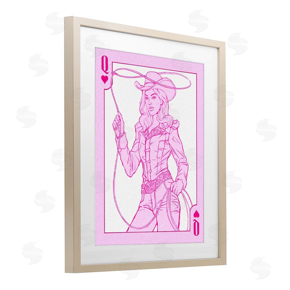 Ziwei Li Cowgirl Queen of Hearts Brown Framed Print Under Glass Wall Art