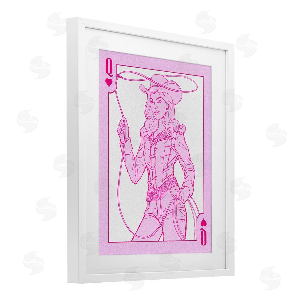 Ziwei Li Cowgirl Queen of Hearts White Framed Print Under Glass Wall Art