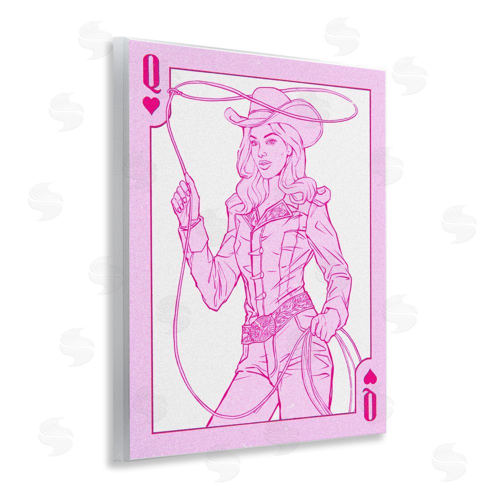 Ziwei Li Cowgirl Queen of Hearts Wall Plaque with Fixed Lithograph Print