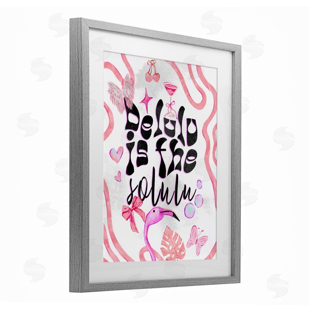 Ziwei Li Delulu Is The Solulu Gray Framed Print Under Glass Wall Art