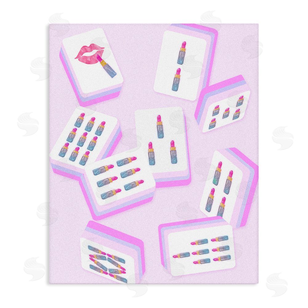 Ziwei Li Glam Lipstick Mahjong Tiles Stretched Canvas Wall Art