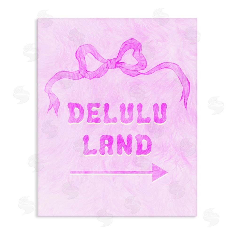 Ziwei Li Delulu Land Feminine Ribbon Stretched Canvas Wall Art