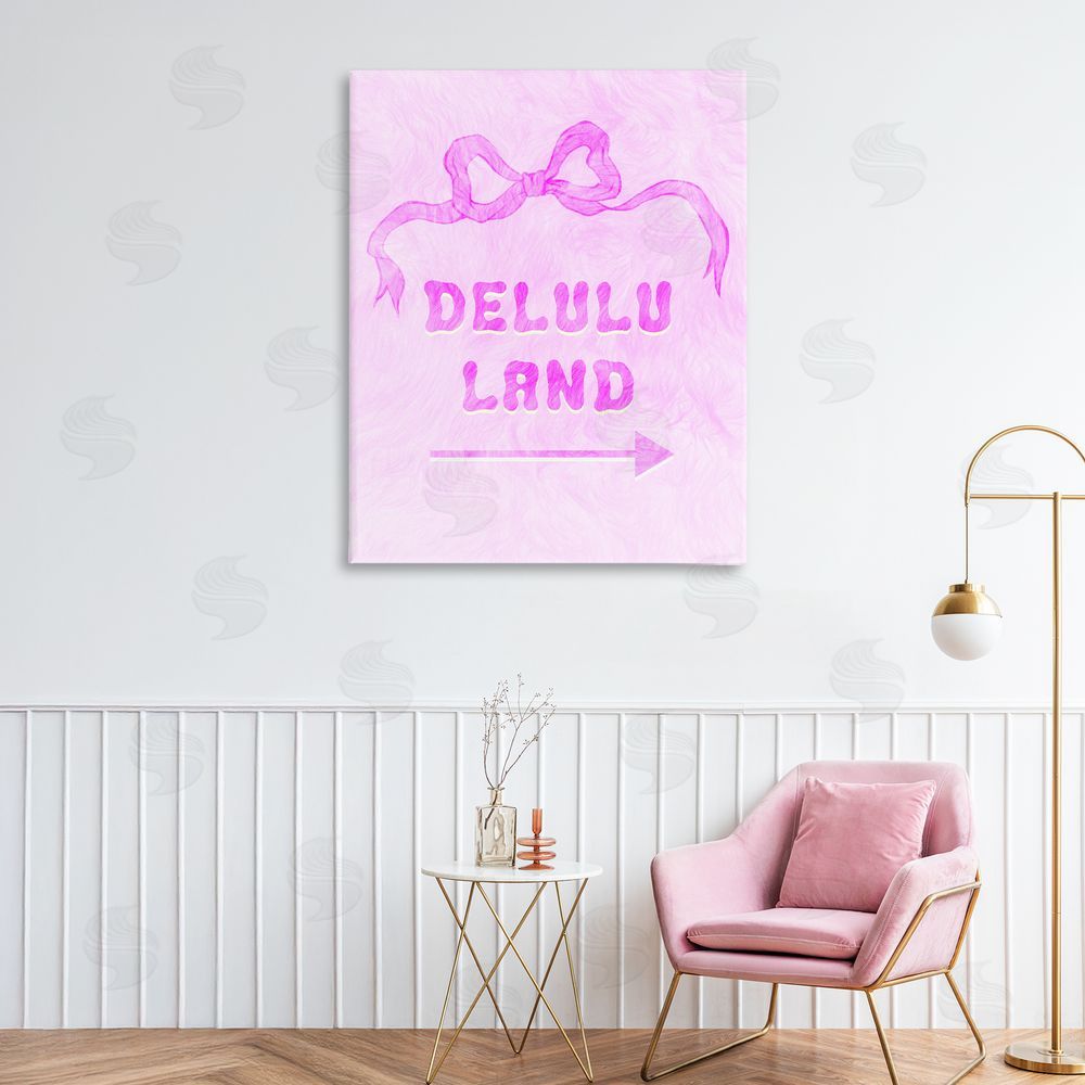 Ziwei Li Delulu Land Feminine Ribbon Stretched Canvas Wall Art in Room