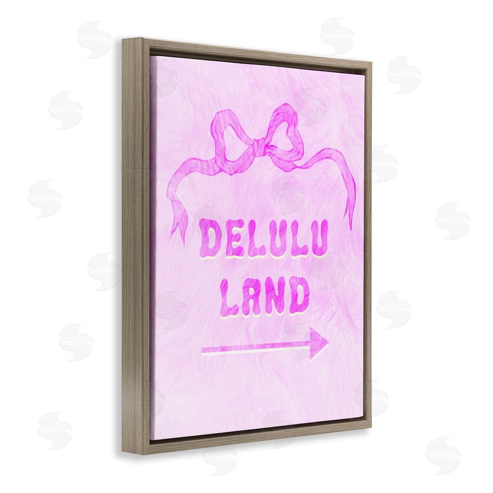 Ziwei Li Delulu Land Feminine Ribbon Brown Floating Frame Canvas Wall Art Print