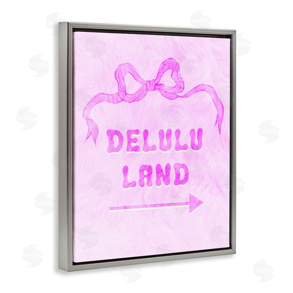 Ziwei Li Delulu Land Feminine Ribbon Gray Floating Frame Canvas Wall Art Print