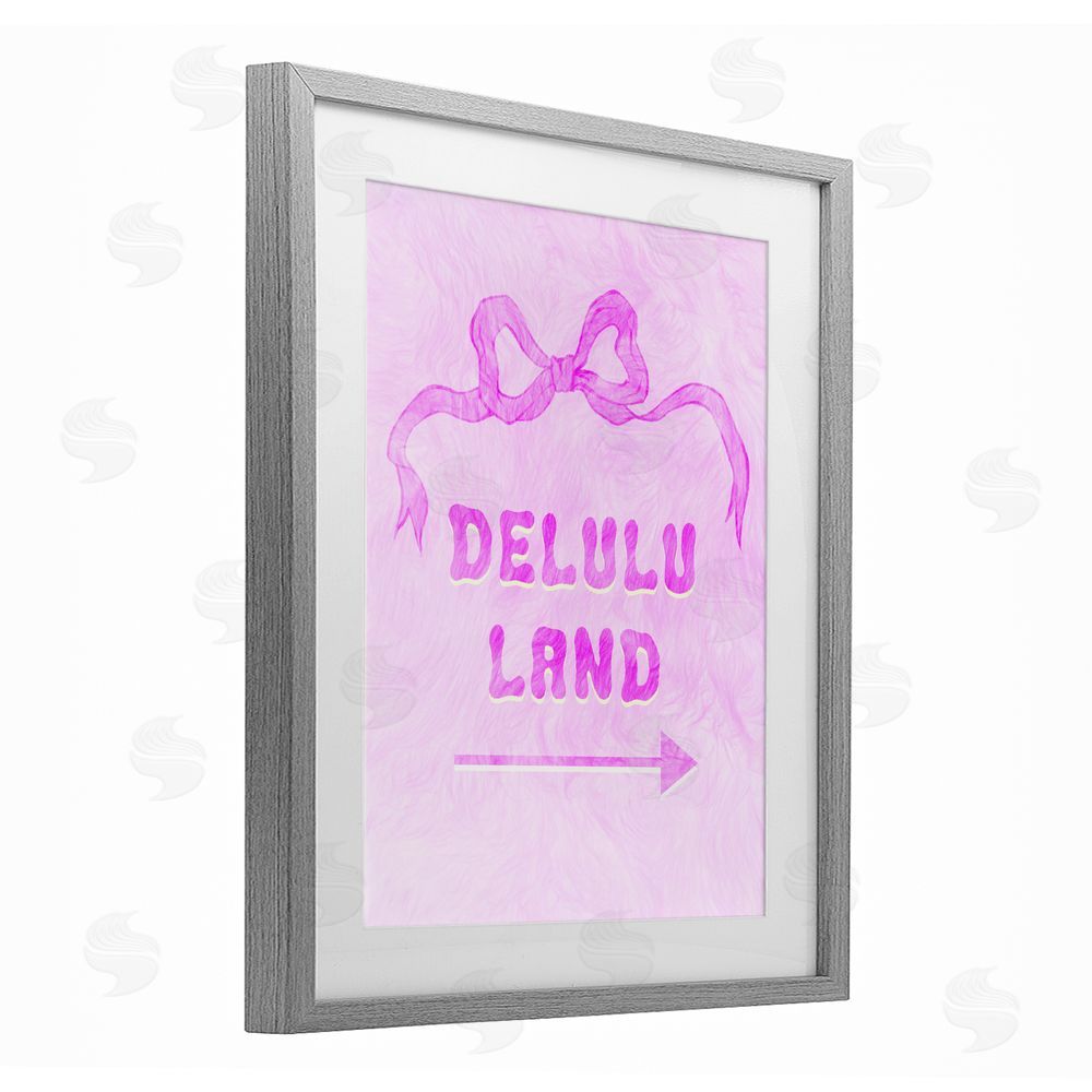 Ziwei Li Delulu Land Feminine Ribbon Gray Framed Print Under Glass Wall Art