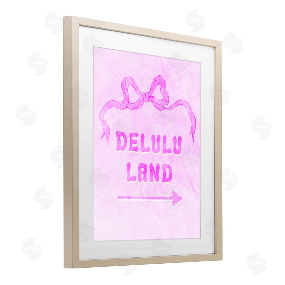 Ziwei Li Delulu Land Feminine Ribbon Brown Framed Print Under Glass Wall Art