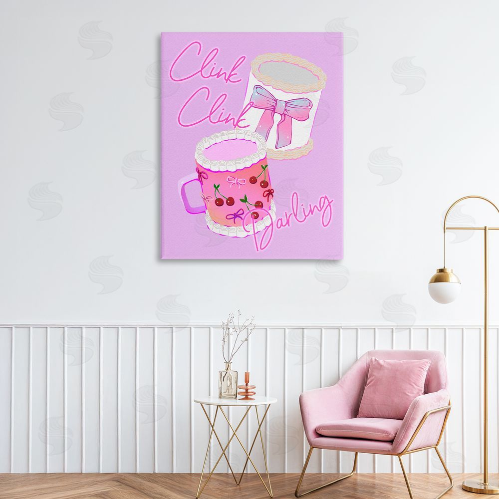 Ziwei Li Clink Darling Cherry Mug Stretched Canvas Wall Art in Room