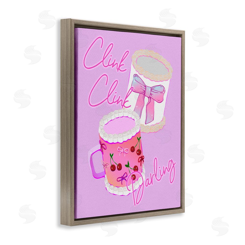 Ziwei Li Clink Darling Cherry Mug Brown Floating Frame Canvas Wall Art Print