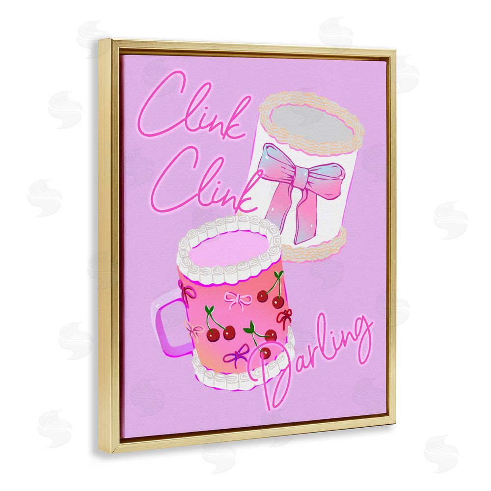 Ziwei Li Clink Darling Cherry Mug Gold Floating Frame Canvas Wall Art Print