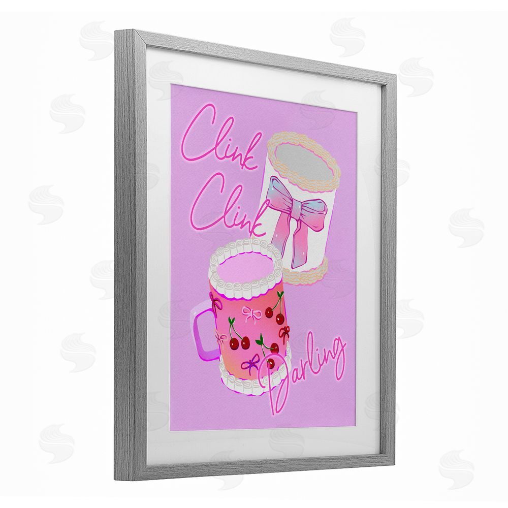 Ziwei Li Clink Darling Cherry Mug Gray Framed Print Under Glass Wall Art