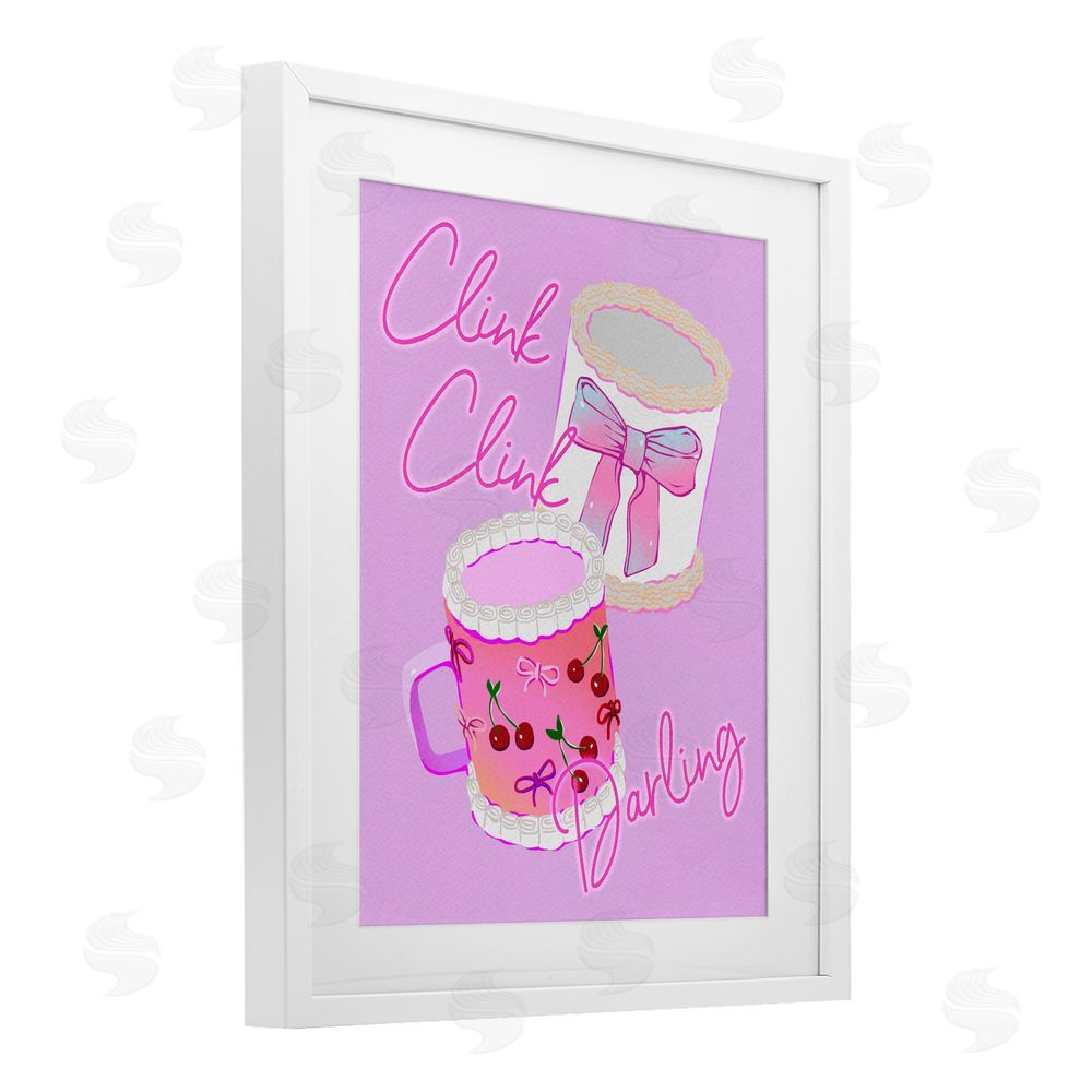 Ziwei Li Clink Darling Cherry Mug White Framed Print Under Glass Wall Art