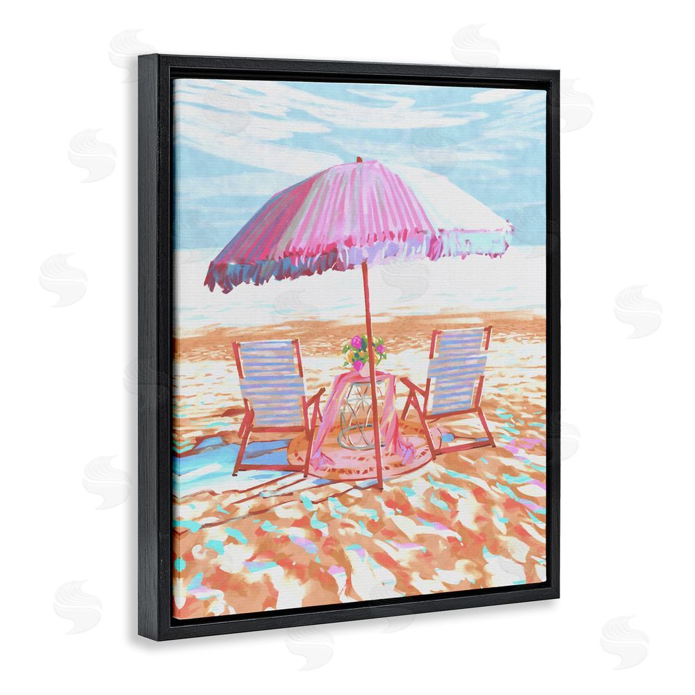 Ziwei Li Seaside Summer Picnic For Two Black Floating Framed Canvas Wall Art Print