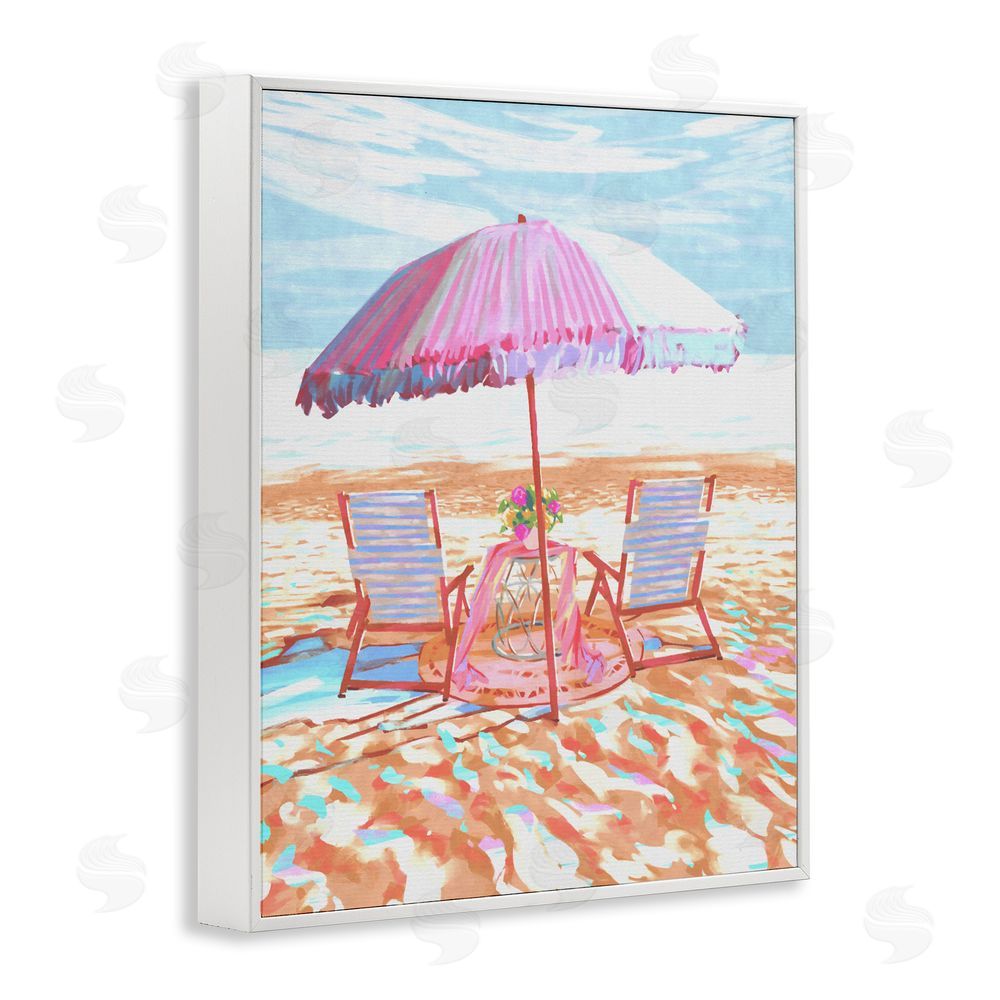 Ziwei Li Seaside Summer Picnic For Two White Framed Giclee Wall Art Print
