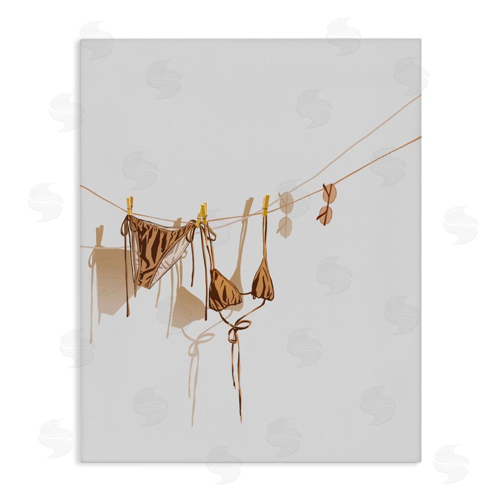 Ziwei Li Sunlit Bikini on Clothesline Stretched Canvas Wall Art Print