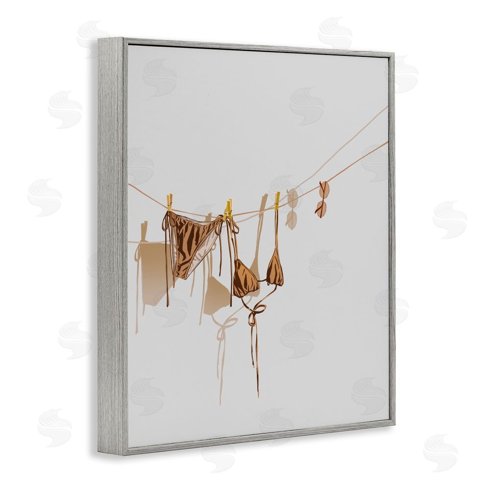 Ziwei Li Sunlit Bikini on Clothesline Gray Framed Giclee Wall Art Print