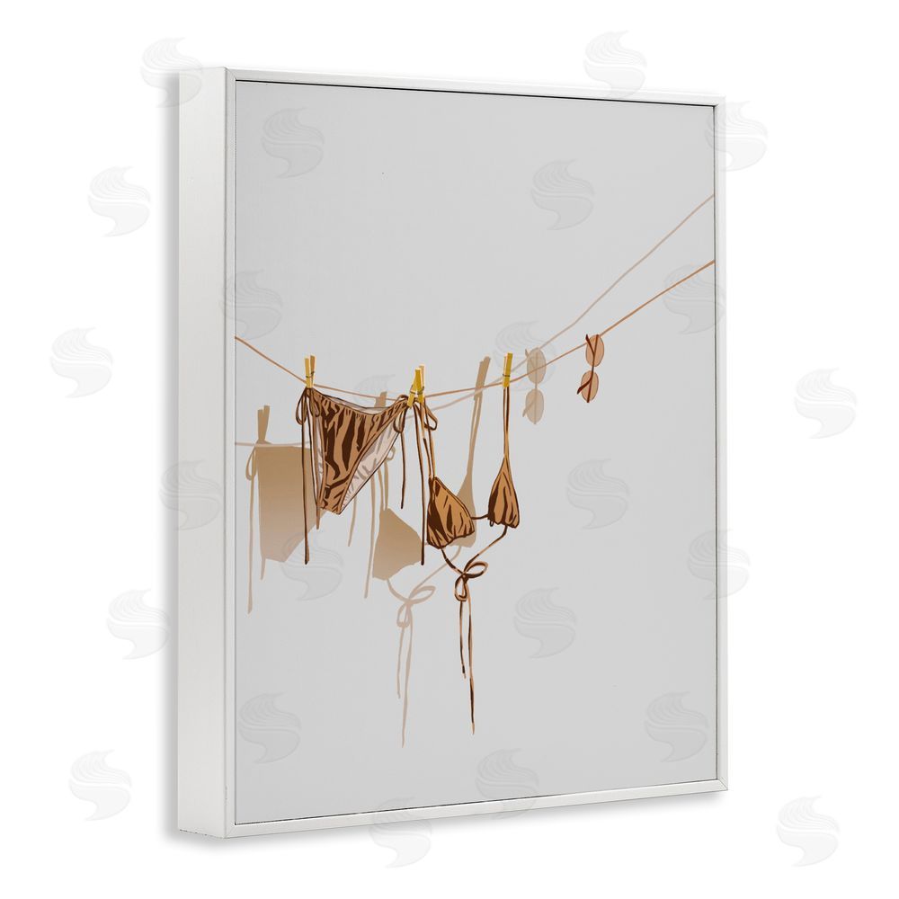 Ziwei Li Sunlit Bikini on Clothesline White Framed Giclee Wall Art Print