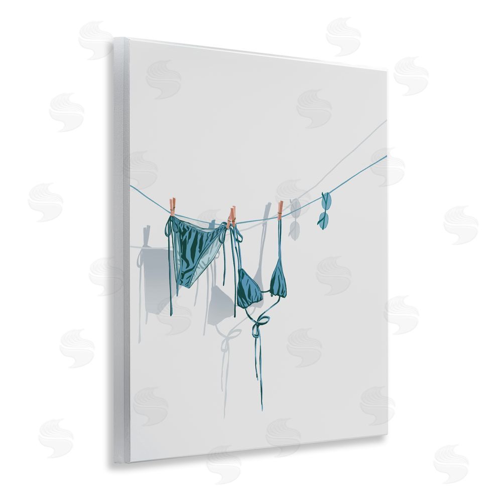 Ziwei Li Teal Bikini on Clothesline Wall Plaque Printed Art