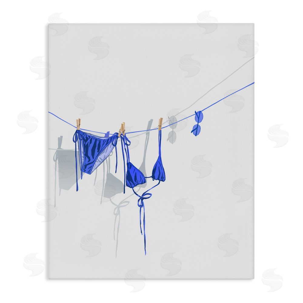 Ziwei Li Blue Bikini on Clothesline Stretched Canvas Wall Art Print
