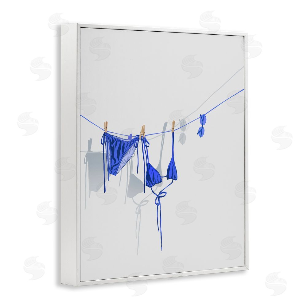 Ziwei Li Blue Bikini on Clothesline White Framed Giclee Wall Art Print