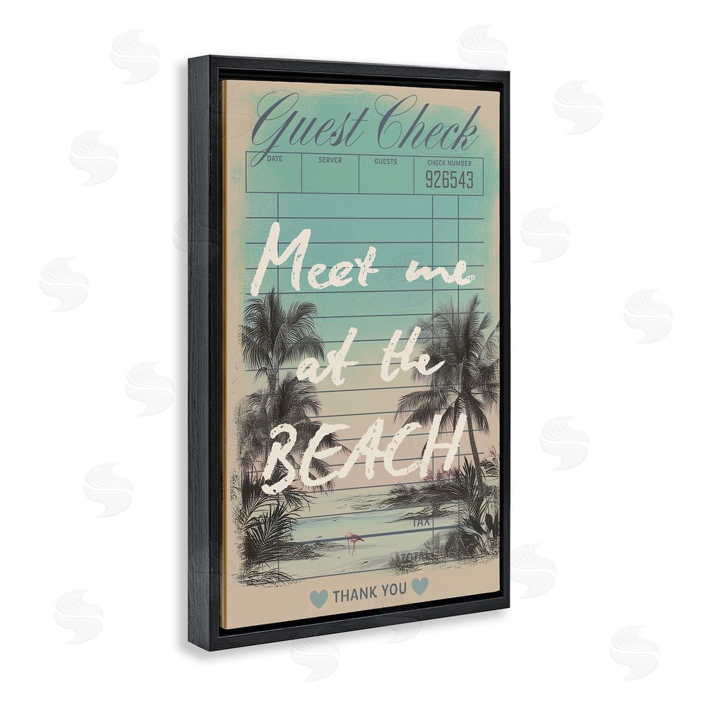 Sarah Donington Art Hustle LLC Meet Me At Beach Check Black Floating Frame Canvas Wall Art Print