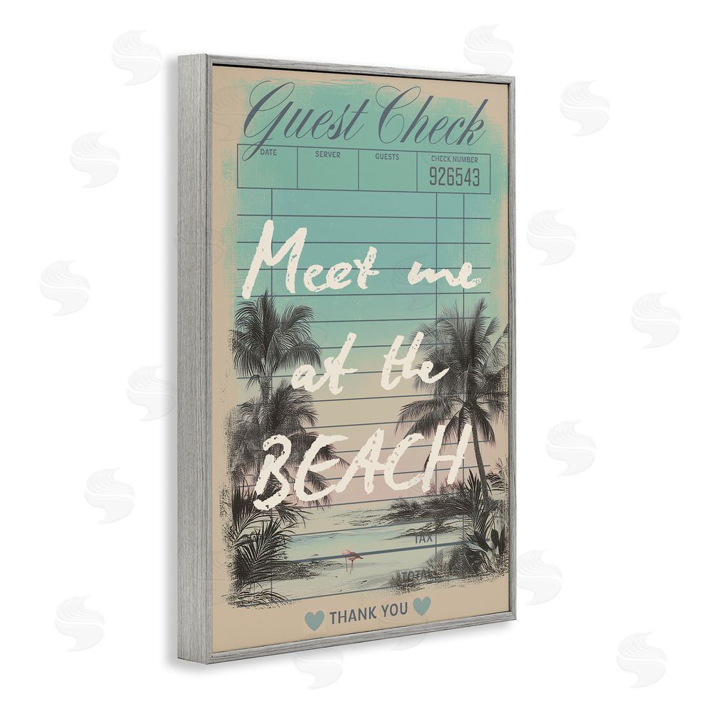 Sarah Donington Art Hustle LLC Meet Me At Beach Check Gray Framed Giclee Wall Art Print