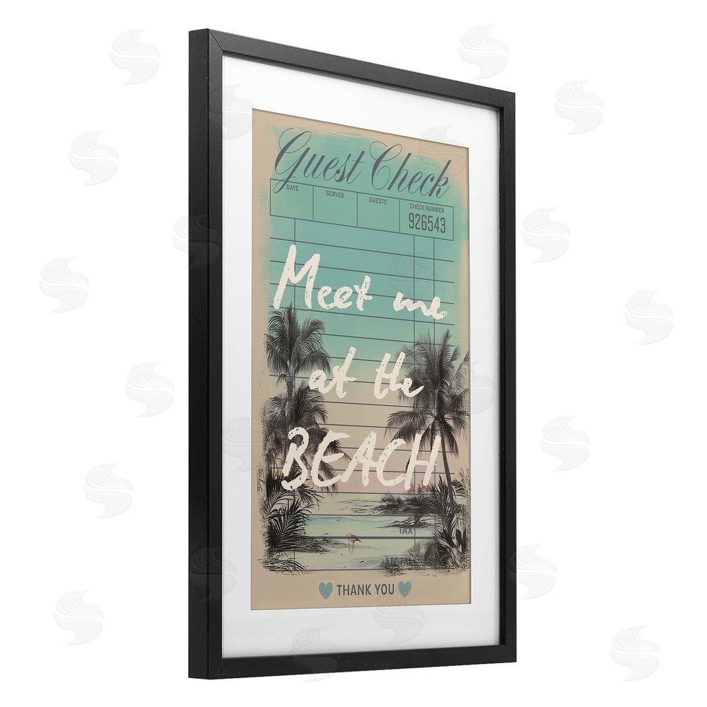 Sarah Donington Art Hustle LLC Meet Me At Beach Check Black Framed Print Under Glass Wall Art