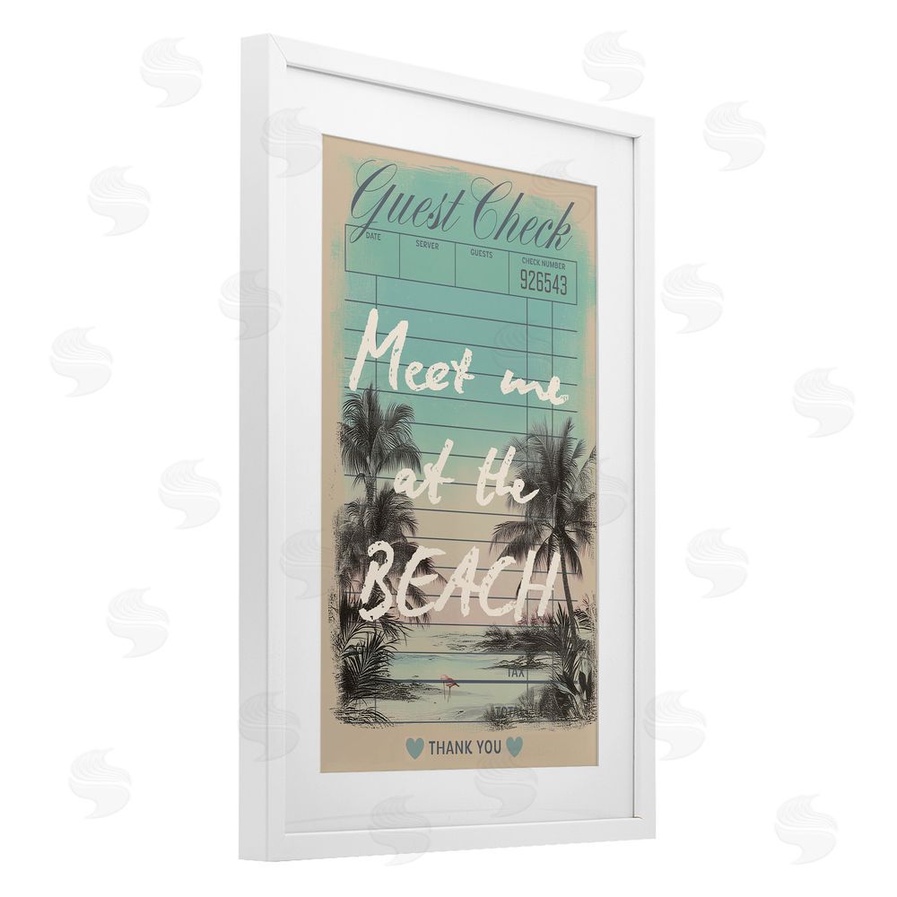 Sarah Donington Art Hustle LLC Meet Me At Beach Check White Framed Print Under Glass Wall Art