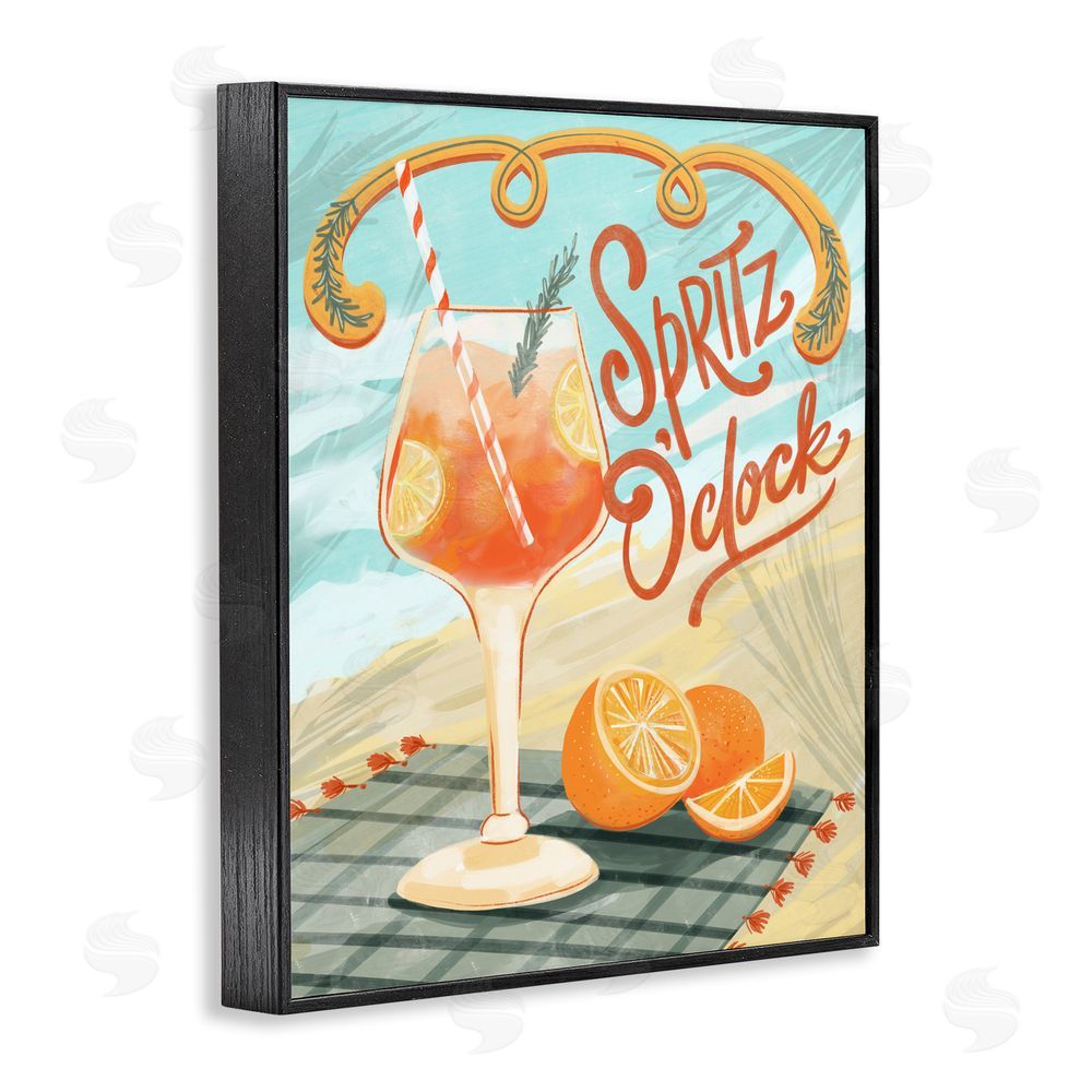 Connie Summers Spritz O'Clock Citrus Cocktail Black Framed Giclee Wall Art Print