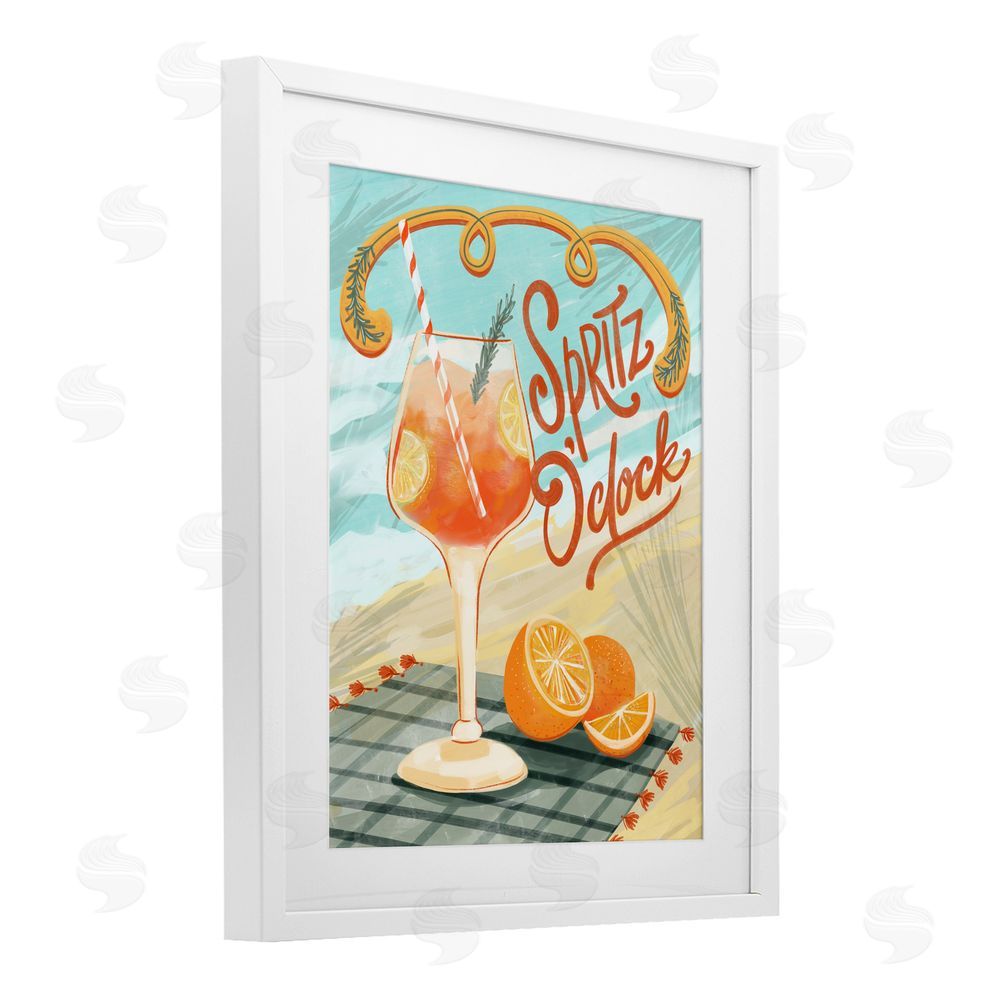Connie Summers Spritz O'Clock Citrus Cocktail White Framed Print Under Glass with White Mat Wall Art