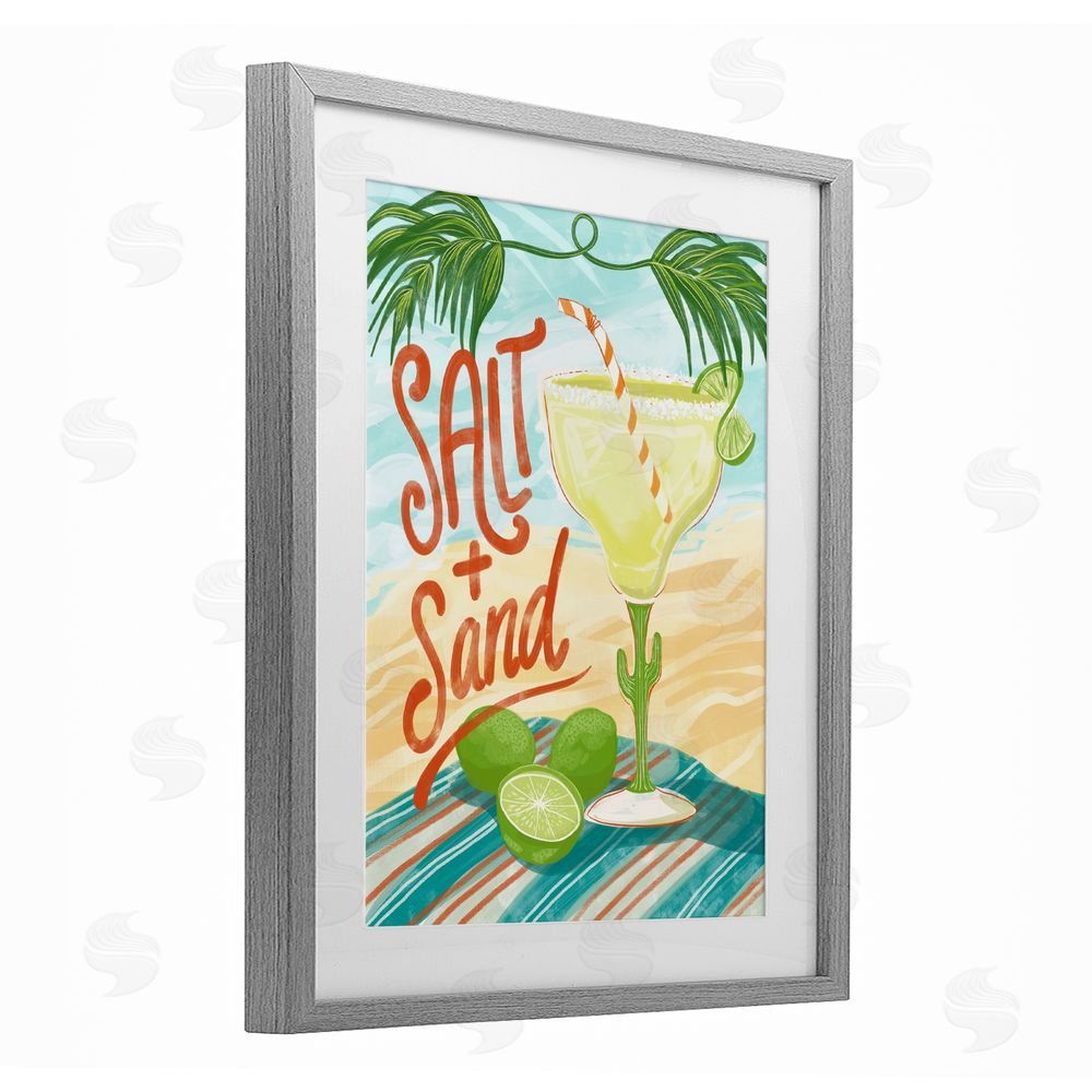 Connie Summers Salt & Sand Margarita Gray Framed Print Under Glass with White Mat Wall Art