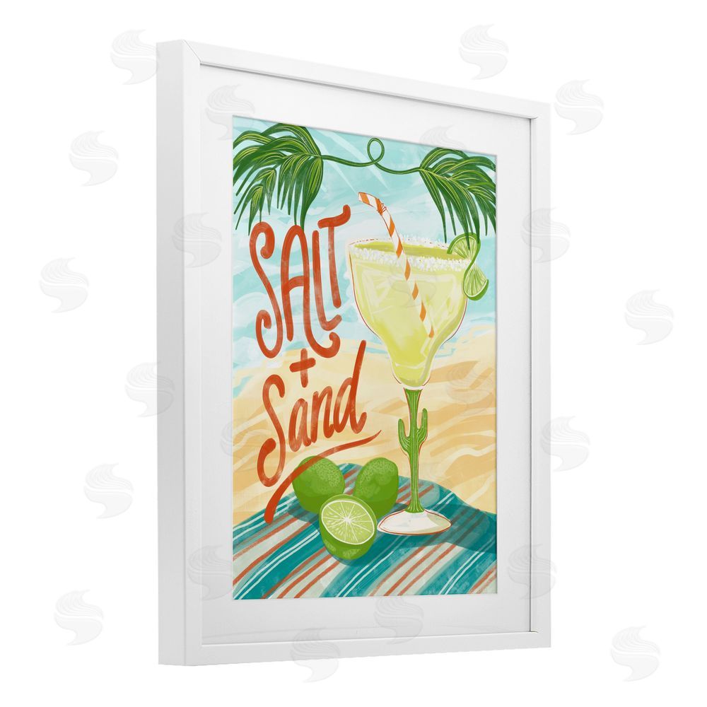 Connie Summers Salt & Sand Margarita White Framed Print Under Glass with White Mat Wall Art
