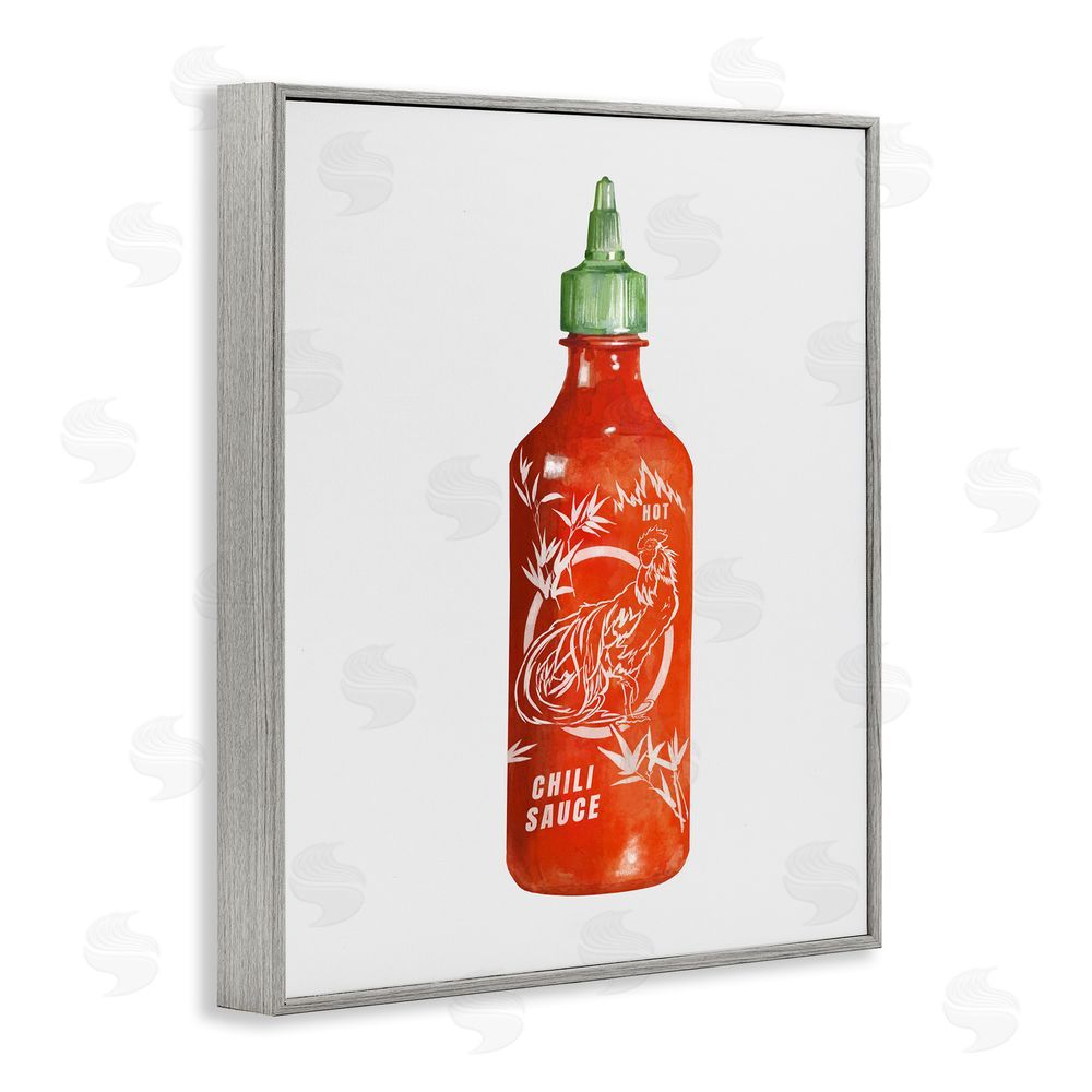 Radhika Modi Iconic Hot Sauce Bottle Gray Framed Giclee Wall Art Print