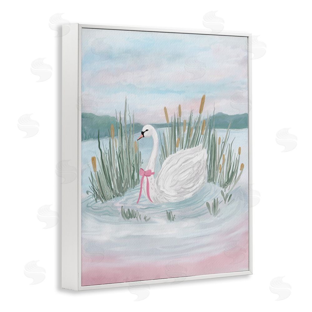 Adreane Fippinger Swan Serenade on Lake White Framed Giclee Wall Art Print