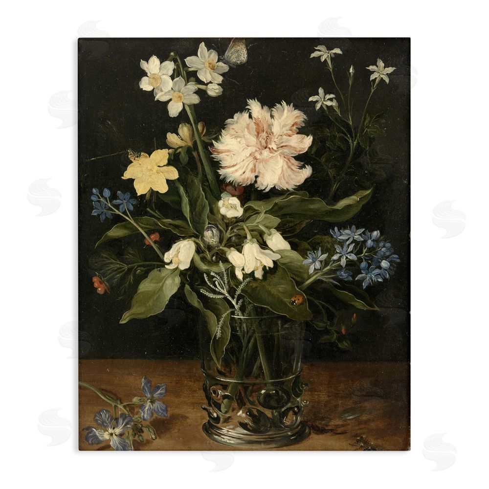 Vintage Hustle Chrysanthemum & Flowers in Vase Stretched Canvas Wall Art