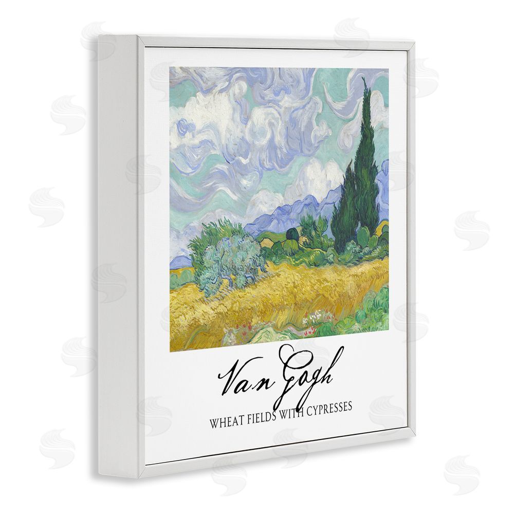 Vintage Hustle Van Gogh Wheat Field with Cypresses White Framed Giclee Wall Art Print