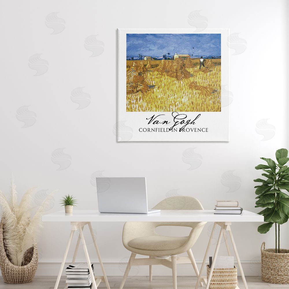 Vintage Hustle Van Gogh Cornfield Provence Stretched Canvas Wall Art in Room