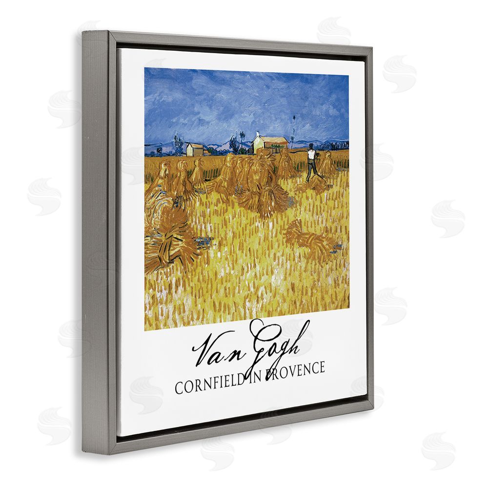 Vintage Hustle Van Gogh Cornfield Provence Gray Floating Frame Canvas Wall Art Print