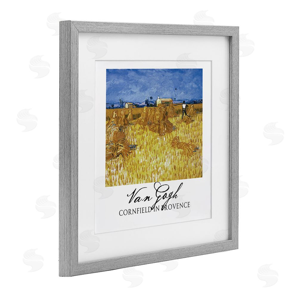 Vintage Hustle Van Gogh Cornfield Provence Gray Framed Print Under Glass Wall Art