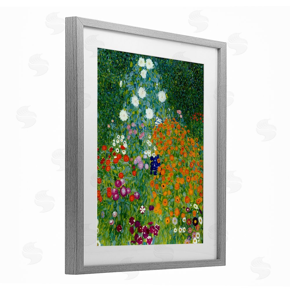 Vintage Hustle Farm Garden Classic Klimt Gray Framed Print Under Glass Wall Art