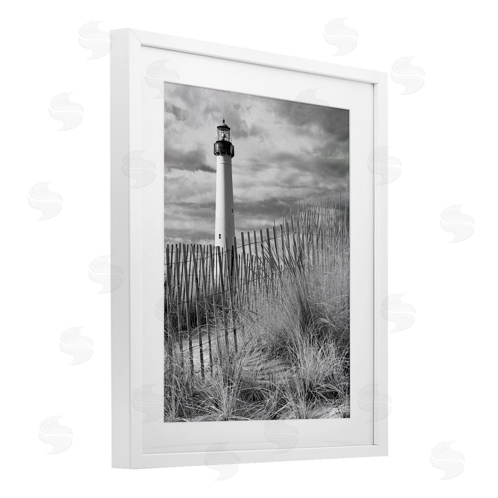 MJ Photography Cape May Lighthouse View White Framed Print Under Glass with Matting Wall Art