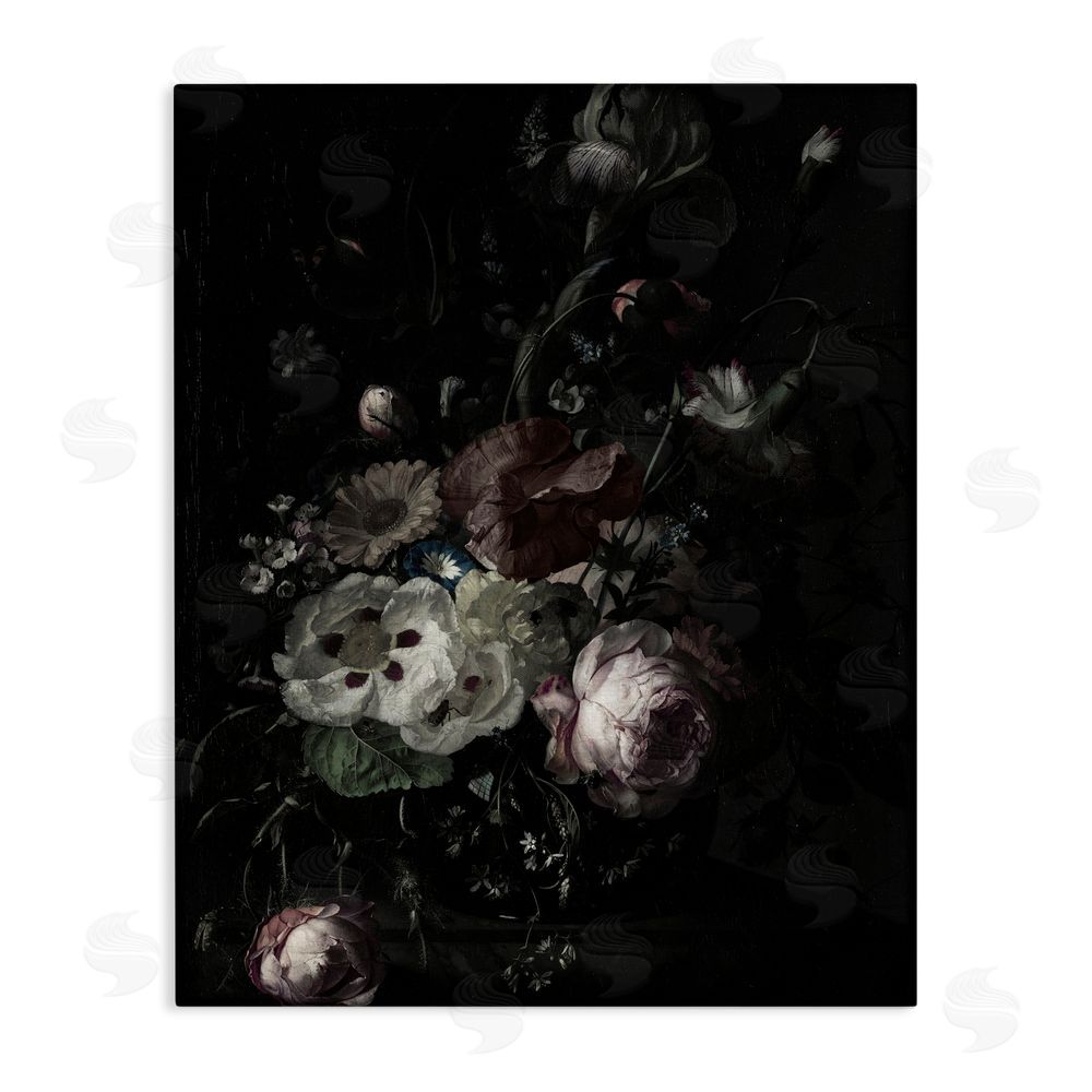 Annabelle Hall Dark Arrangement of Flowers Canvas Wall Art Print
