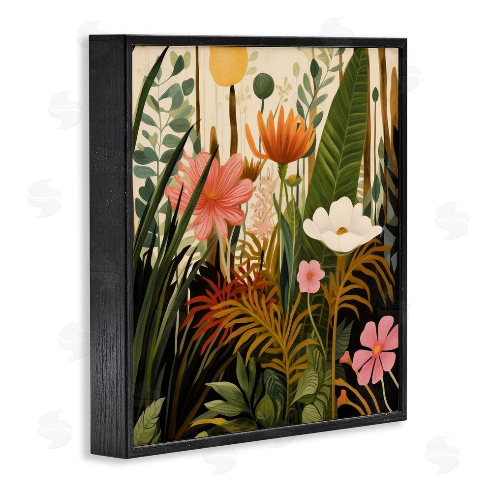 Lazar Studio Botanical Embrace in the Jungle Black Framed Giclee Wall Art Print
