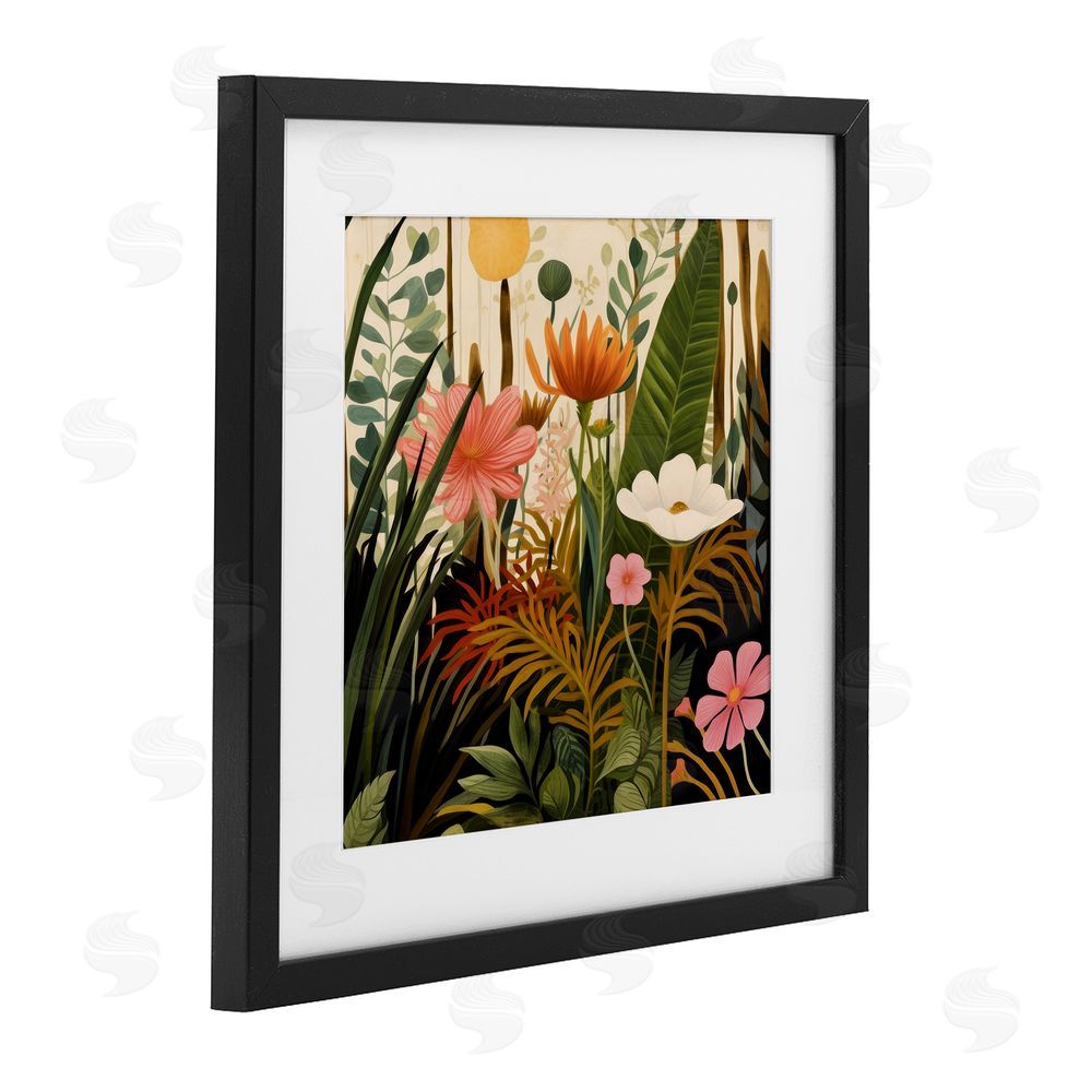 Lazar Studio Botanical Embrace in the Jungle Black Framed Print Under Glass with Matting Wall Art