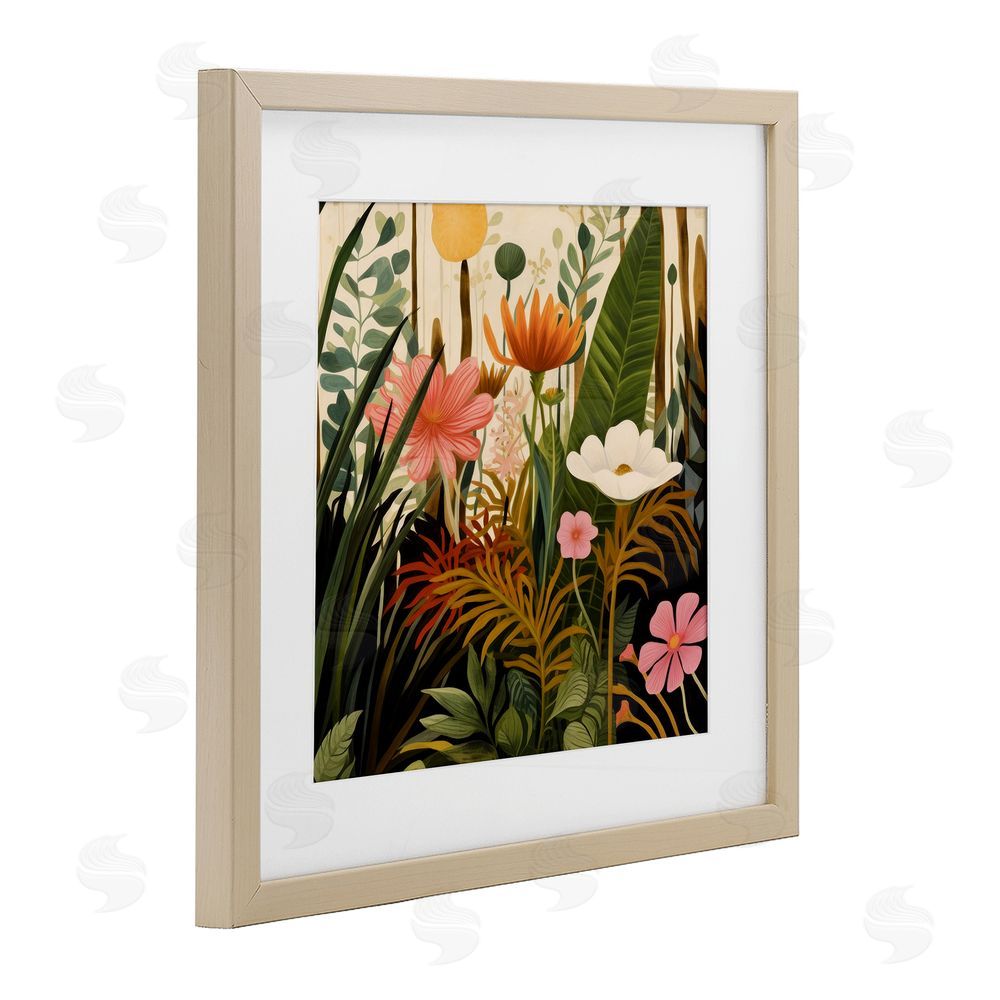 Lazar Studio Botanical Embrace in the Jungle Brown Framed Print Under Glass with Matting Wall Art