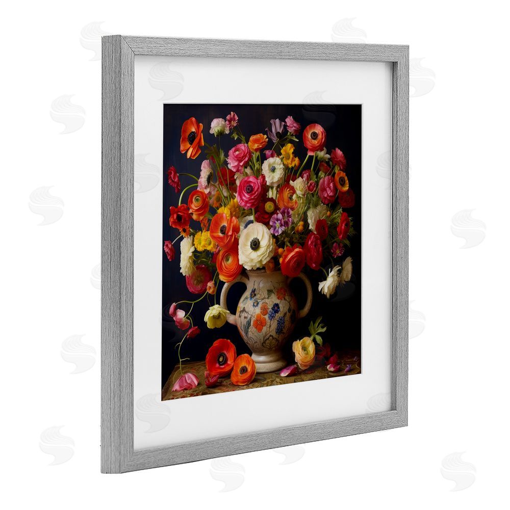 Lazar Studio Harmonious Bouquet Composition Gray Framed Print Under Glass Wall Art